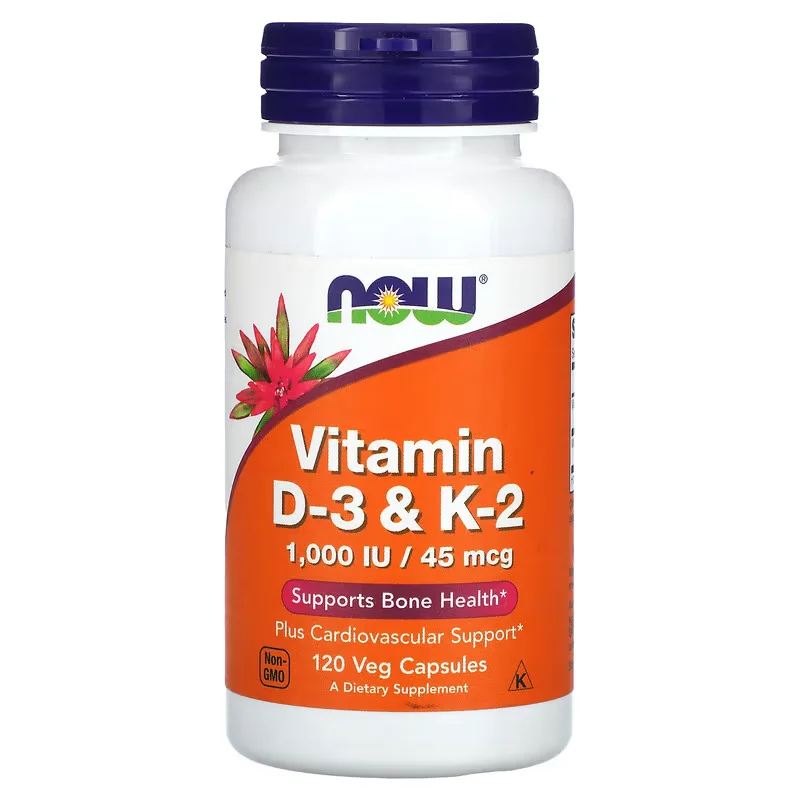 NOW Foods, Vitamines D-3 et K-2, 120 capsules