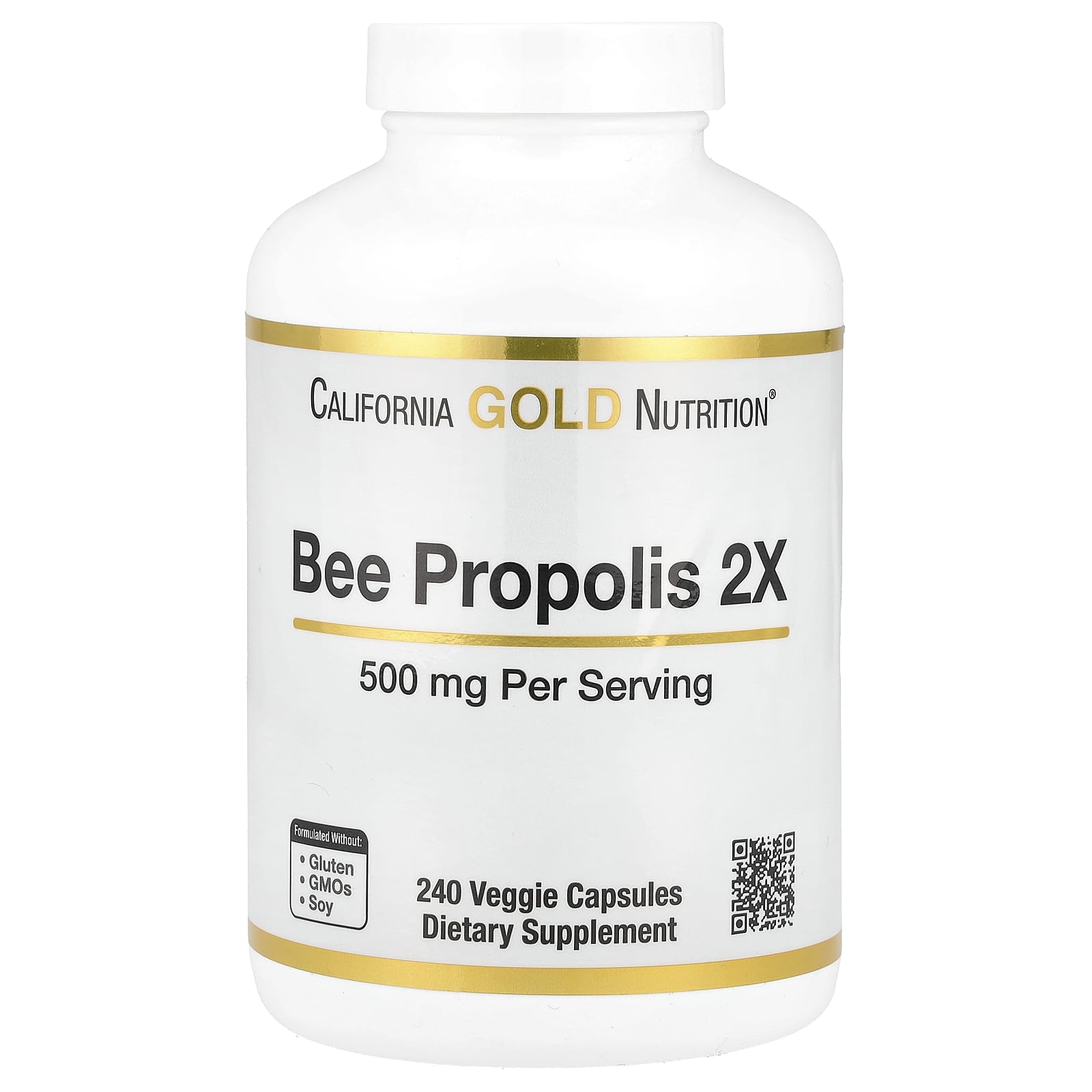 California Gold Nutrition – Bee Propolis 2X, Concentrated Extract 500mg, 240capsules