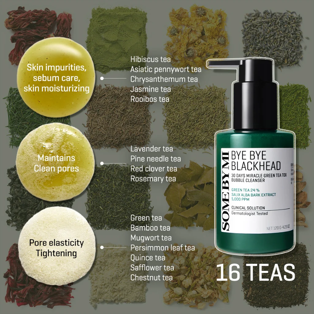SOME BY MI BYE BYE BLACKHEAD 30 DAYS MIRACLE GREEN TEA TOX BUBBLE CLEANSER 120G – Image 3