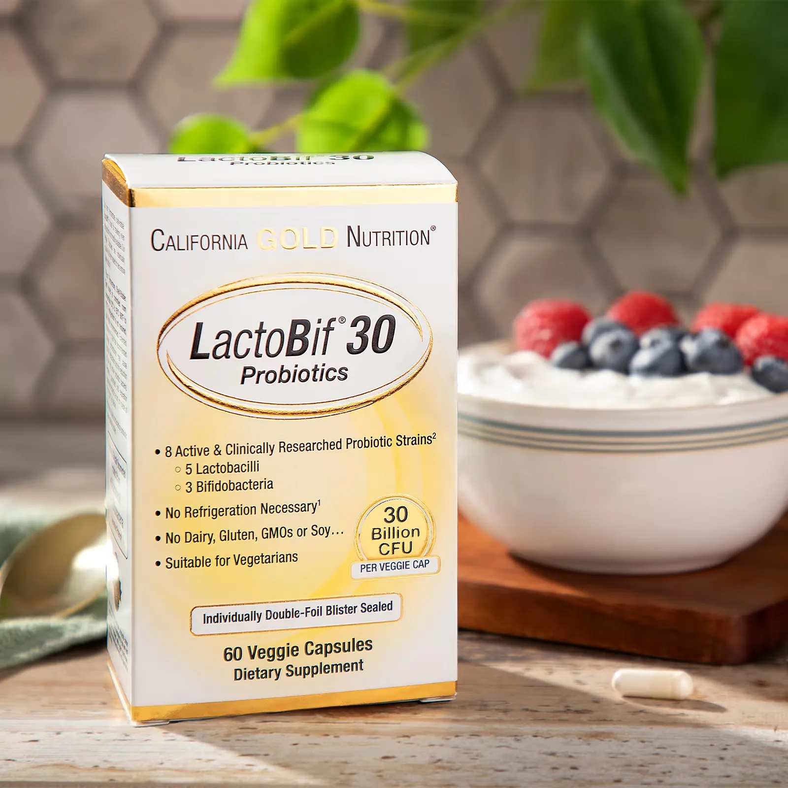 California Gold Nutrition LactoBif 30 milliards d’UFC Probiotiques – 60 capsules – Image 2