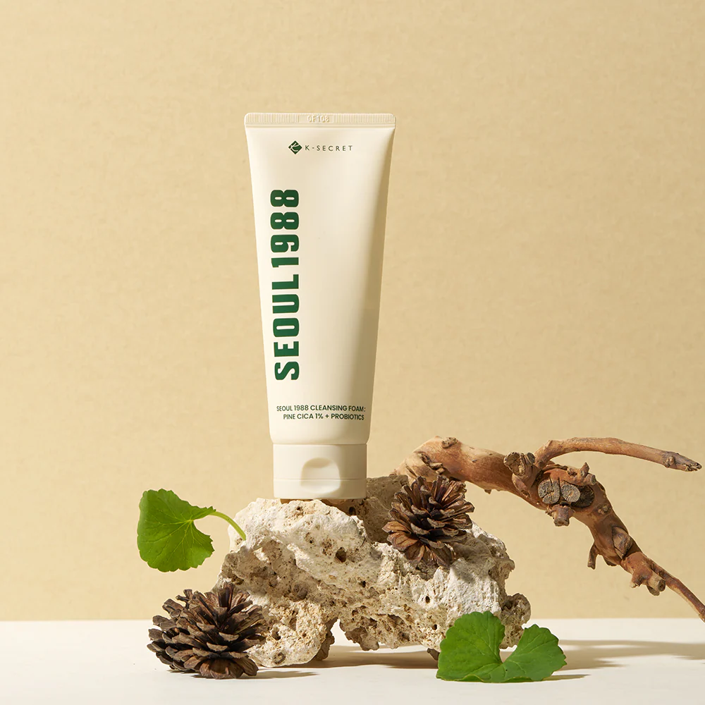 K-SECRET Seoul 1988 Cleansing Foam: Pine Cica 1% + Probiotics 150ml – Image 3