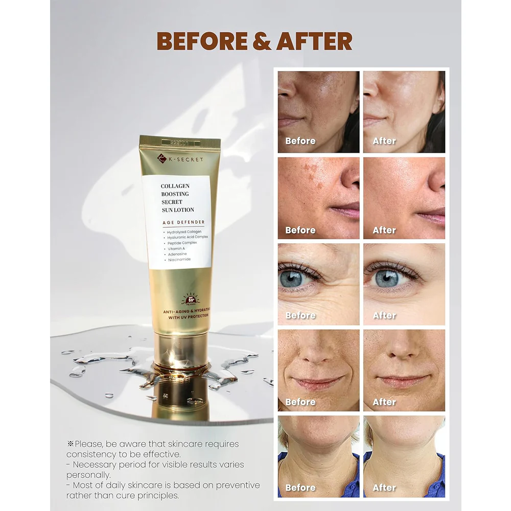K-SECRET Collagen Boosting Secret Sun Lotion spf 50+ 60ml – Image 3