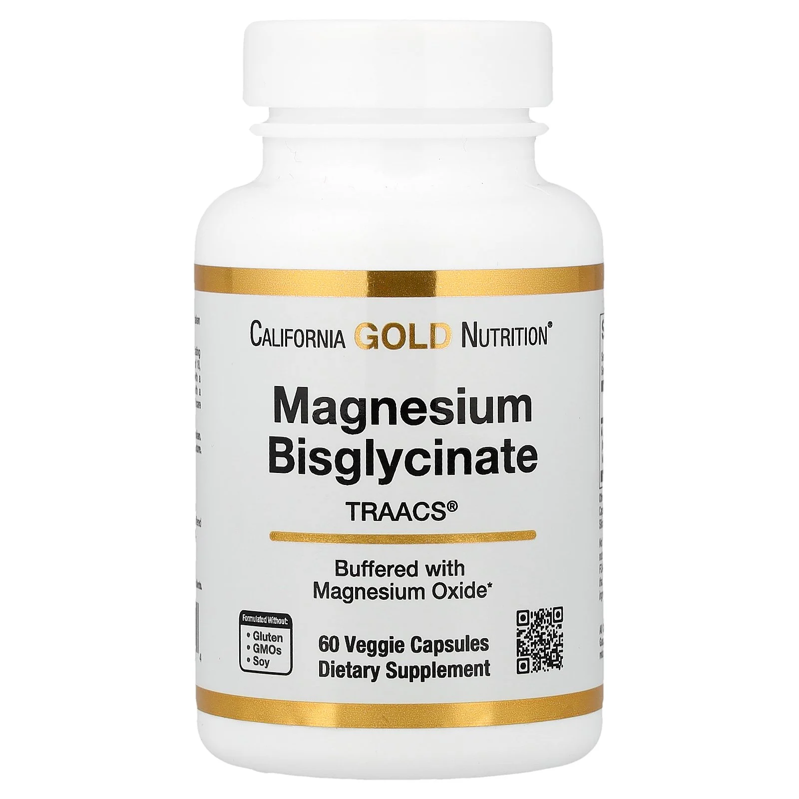 California Gold Nutrition Magnesium Bisglycinate 60 Veggie Capsules Formulated with TRAACS®