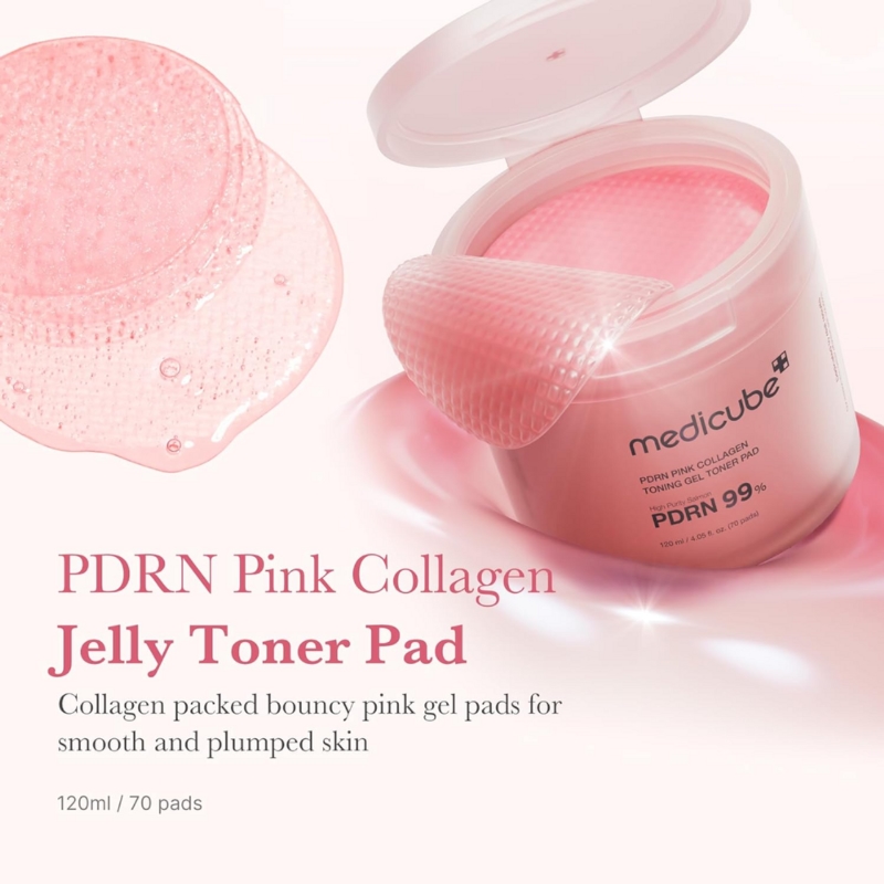 Medicube PDRN Pink Collagen Toning Gel Toner Pads 120ml/70pads – Image 4