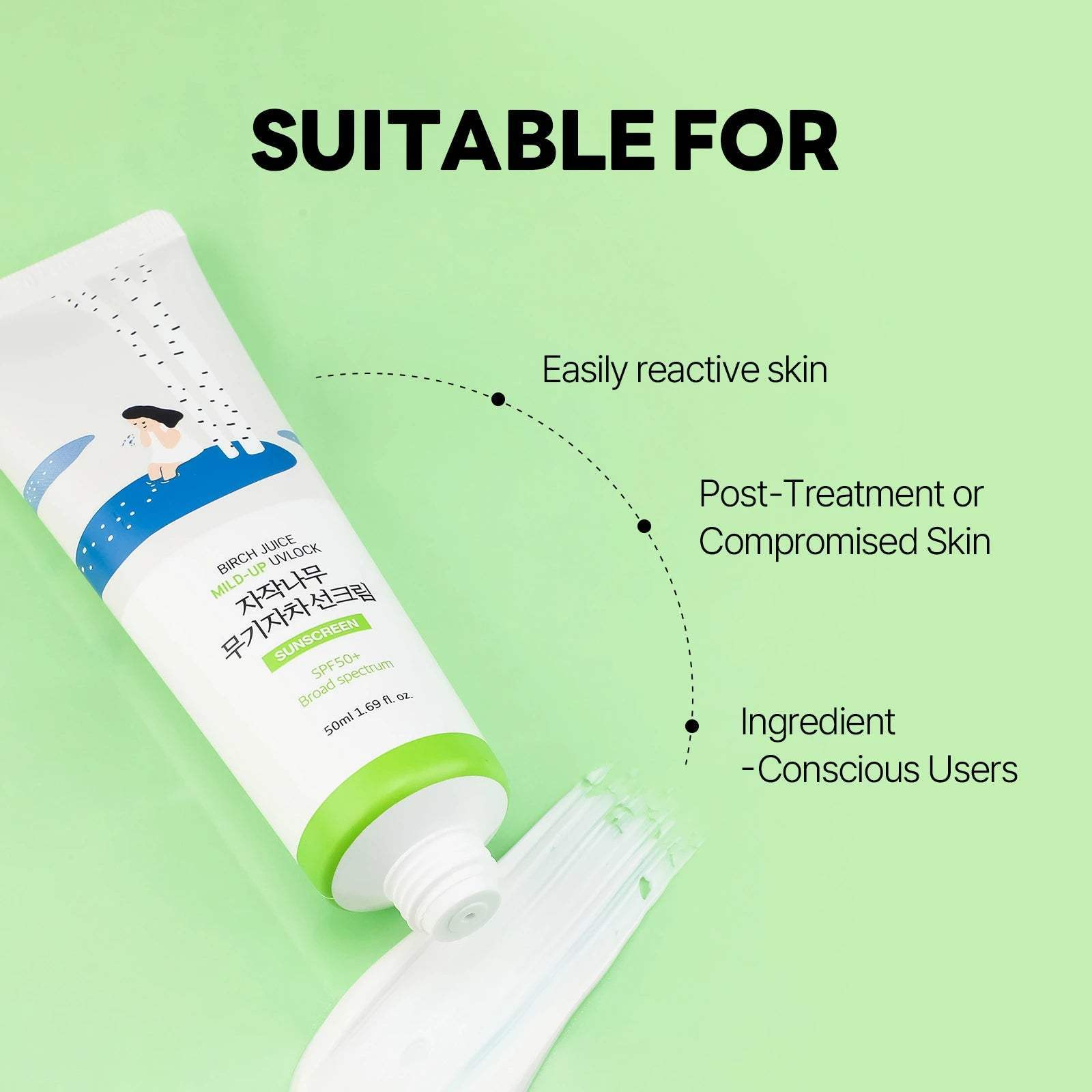 ROUND LAB Birch Moisturizing Mild-Up Sunscreen SPF 50+, PA++++ – Image 3