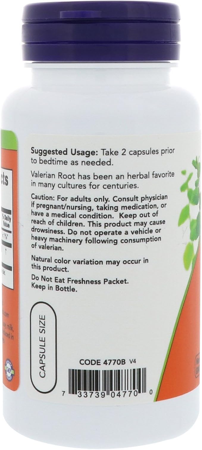 Now Foods Valerian Root 500 mg 100 Veg Capsules – Image 4