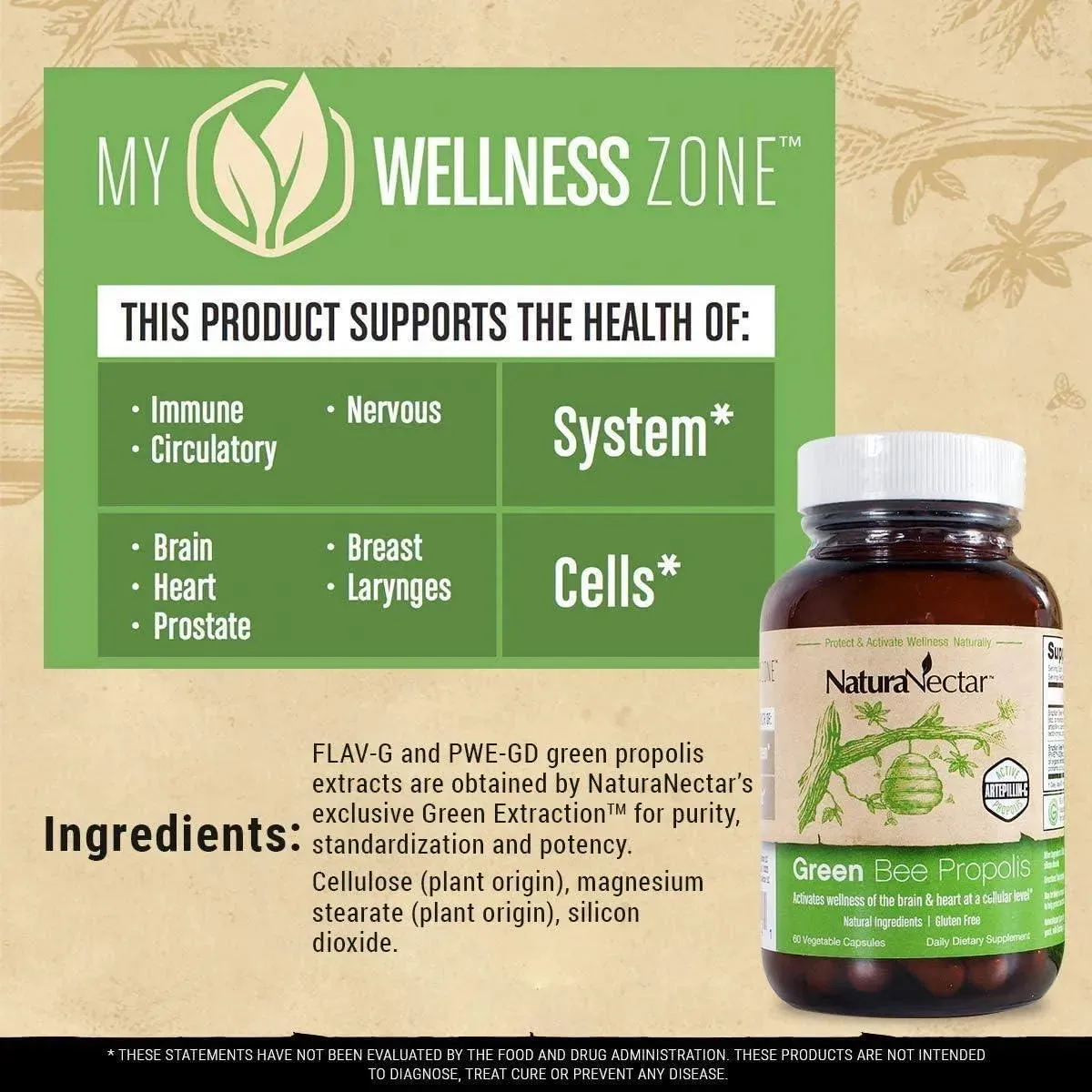 NaturaNectar Green Bee Propolis Vegetable 60 Capsule – Image 2
