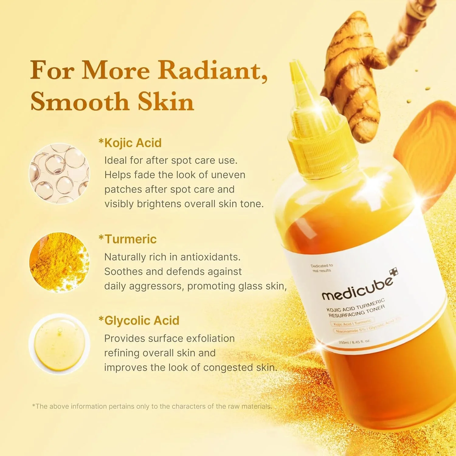 MEDICUBE KOJIC ACID TURMERIC RESURFACING TONER 250 ML – Image 3