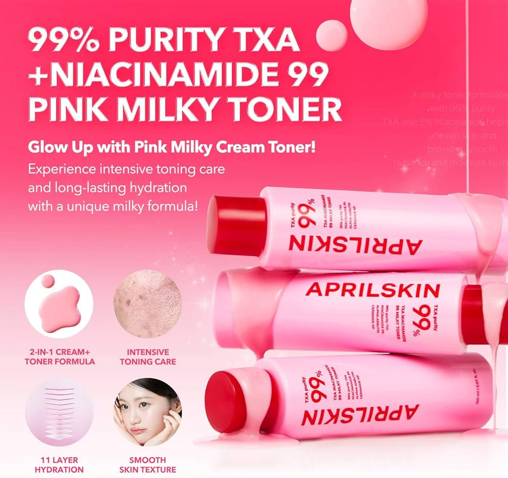 APRILSKIN TXA+Niacinamide 99 Pink Milky Toner 150ml – Image 2