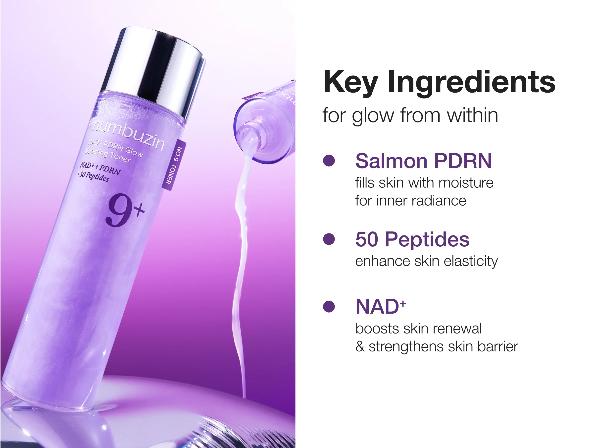 Numbuzin No.9 NAD+ PDRN Glow Boosting Toner 150ml – Image 3