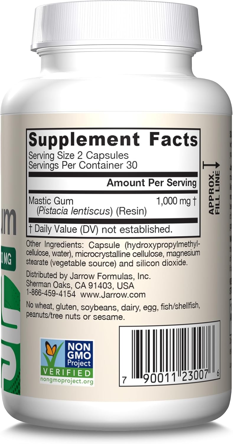 Jarrow Formulas Mastic Gum 1000 mg 60 Veggie Caps Mastic Gum Capsules – Image 3
