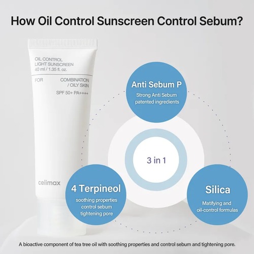 Celimax Oil Control Light Sunscreen SPF 50+ PA++++ 40ml – Image 7