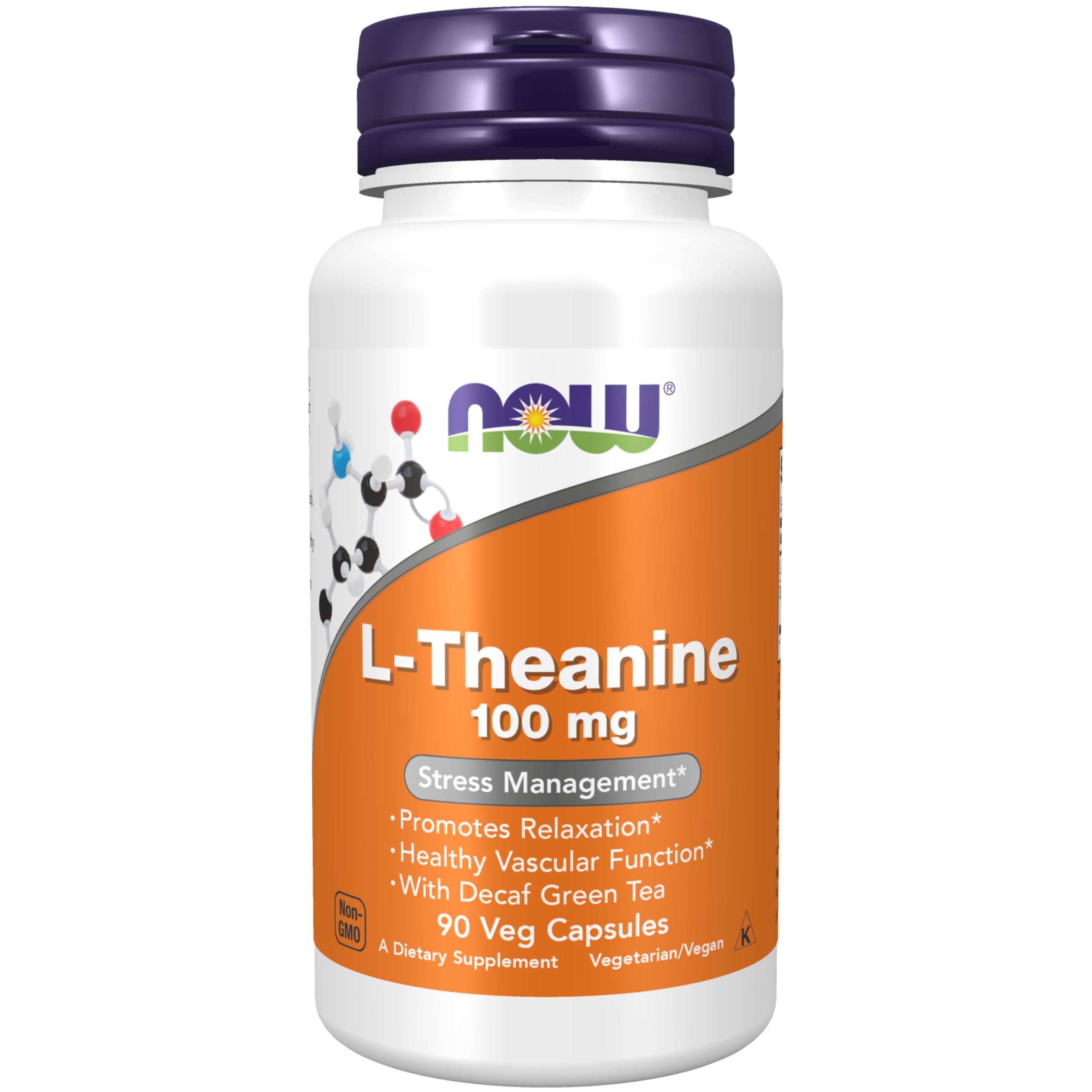 NOW Foods L-Theanine 100 mg Stress Management 90 Veg Capsules