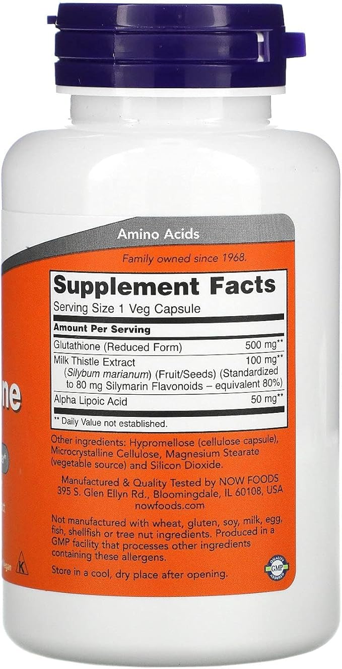 Now FOODS Glutathione 500mg 60 veg capsules – Image 2