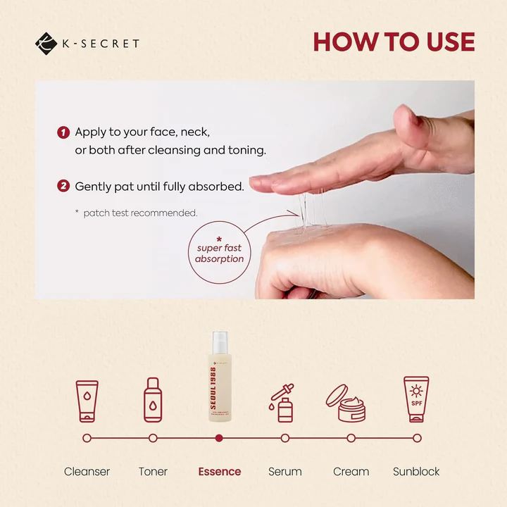 K-SECRET SEOUL 1988 Essence Snail Mucin 97% + Rice 100ml – Image 4